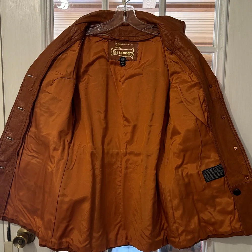Vintage Brown Womens Leather Jacket with Belt & Removable Faux Fur Vest Small - Picture 11 of 16
